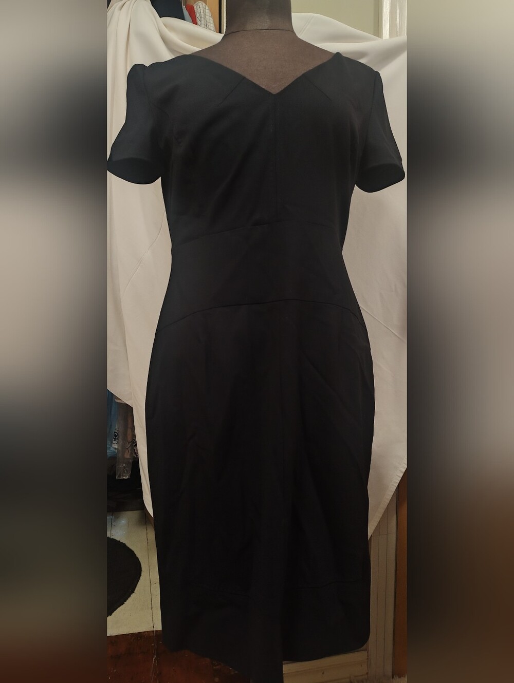 Piazza Sempione Dress Short Sleeve Work Wool Blend Elegant Classic